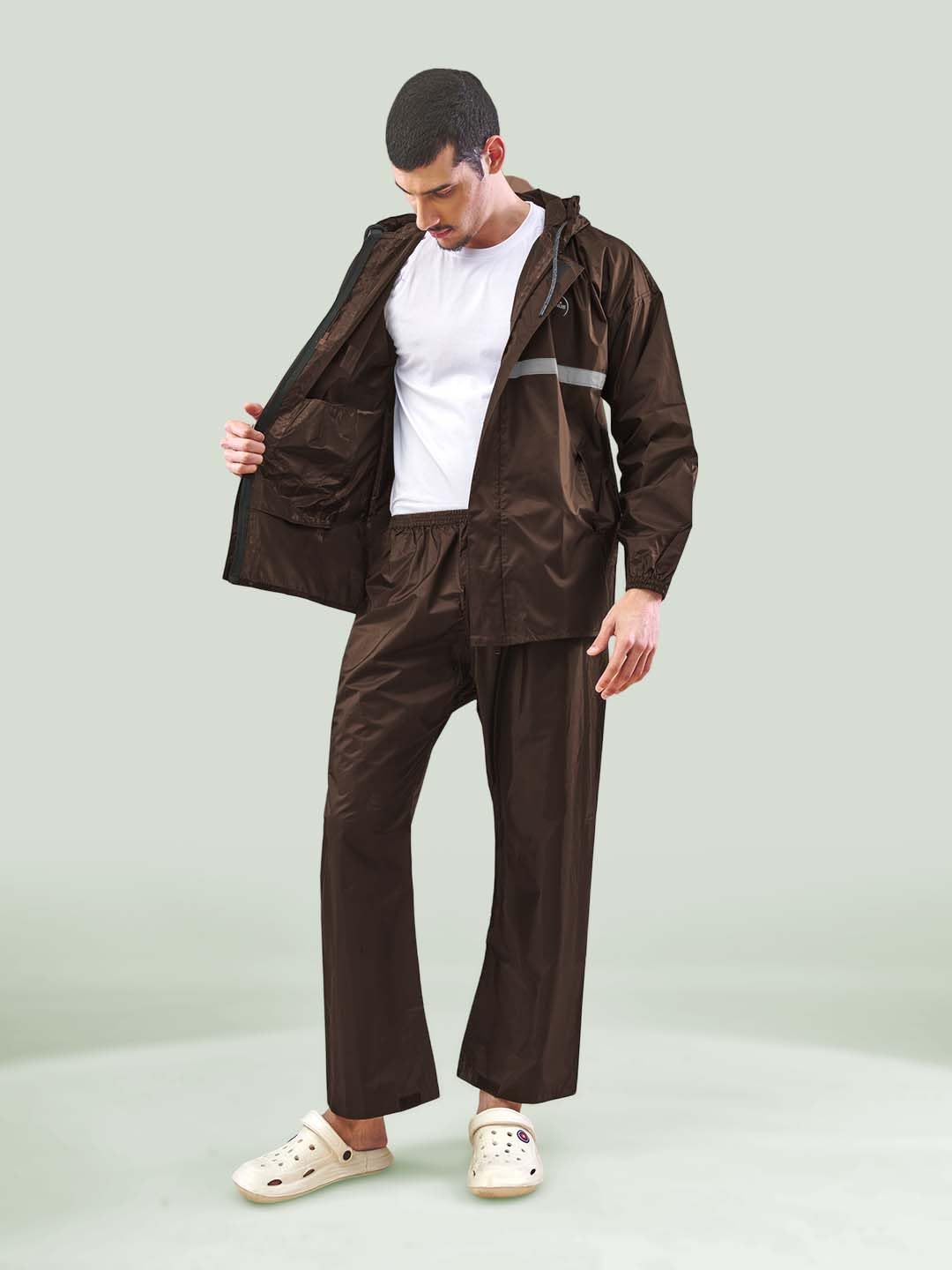Lux Venus Tapping Rain Coat For Men Coffee