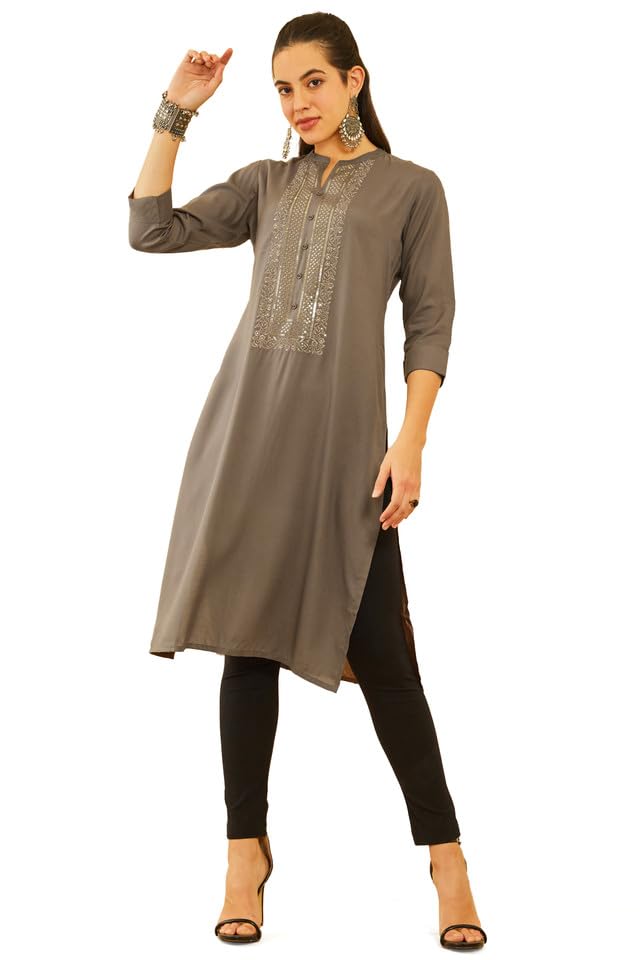 Soch Women Rayon Embroidered Kurta with Sequinned Work