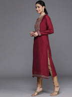 Libas WomenS Silk Yoke Design Straight Kurta (23485O_Pink