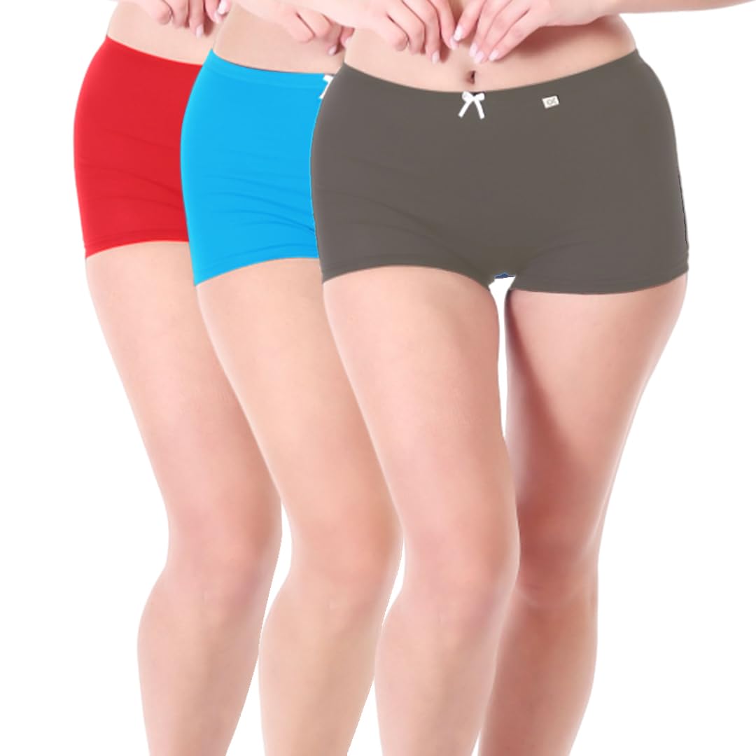 Xjarvis Ladybay WomenS High Coverage Combed Cotton Stretch Boy Shorts Mid Waist Seamless Brief Boxer Underwear Moisture Wicking