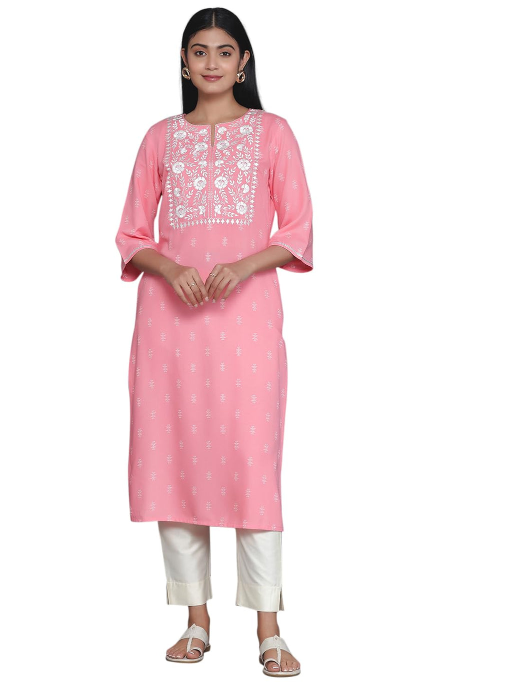 Libas Womens Yoke Design Viscose Straight Kurta For Women