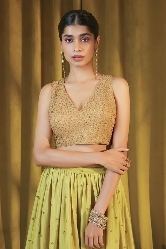 Soch Gold Art Silk Blouse With Embroidery And Sequins