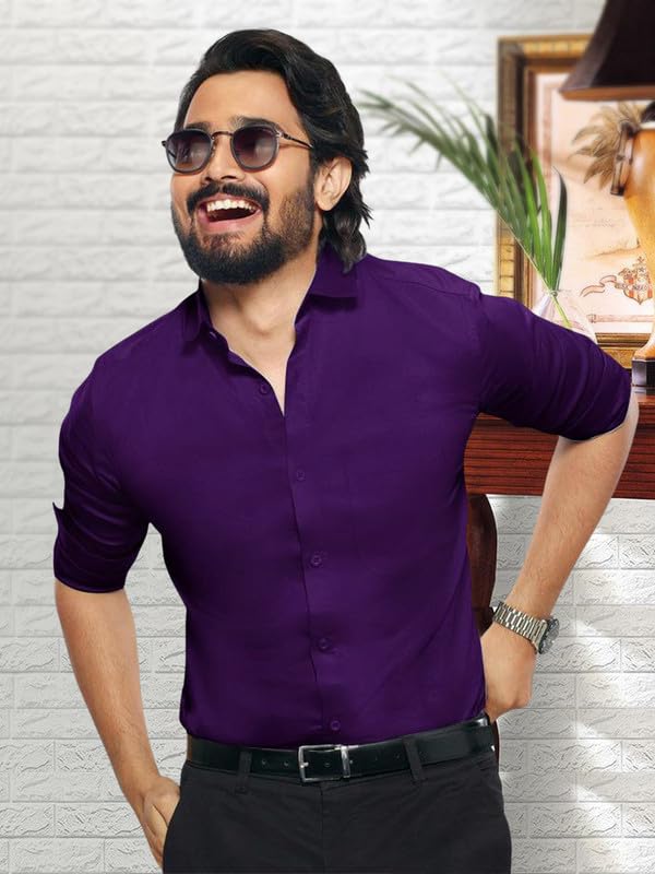 Pinkmint Shirt for Men Cotton Spraed Collar Long Sleeve Casual Shirt