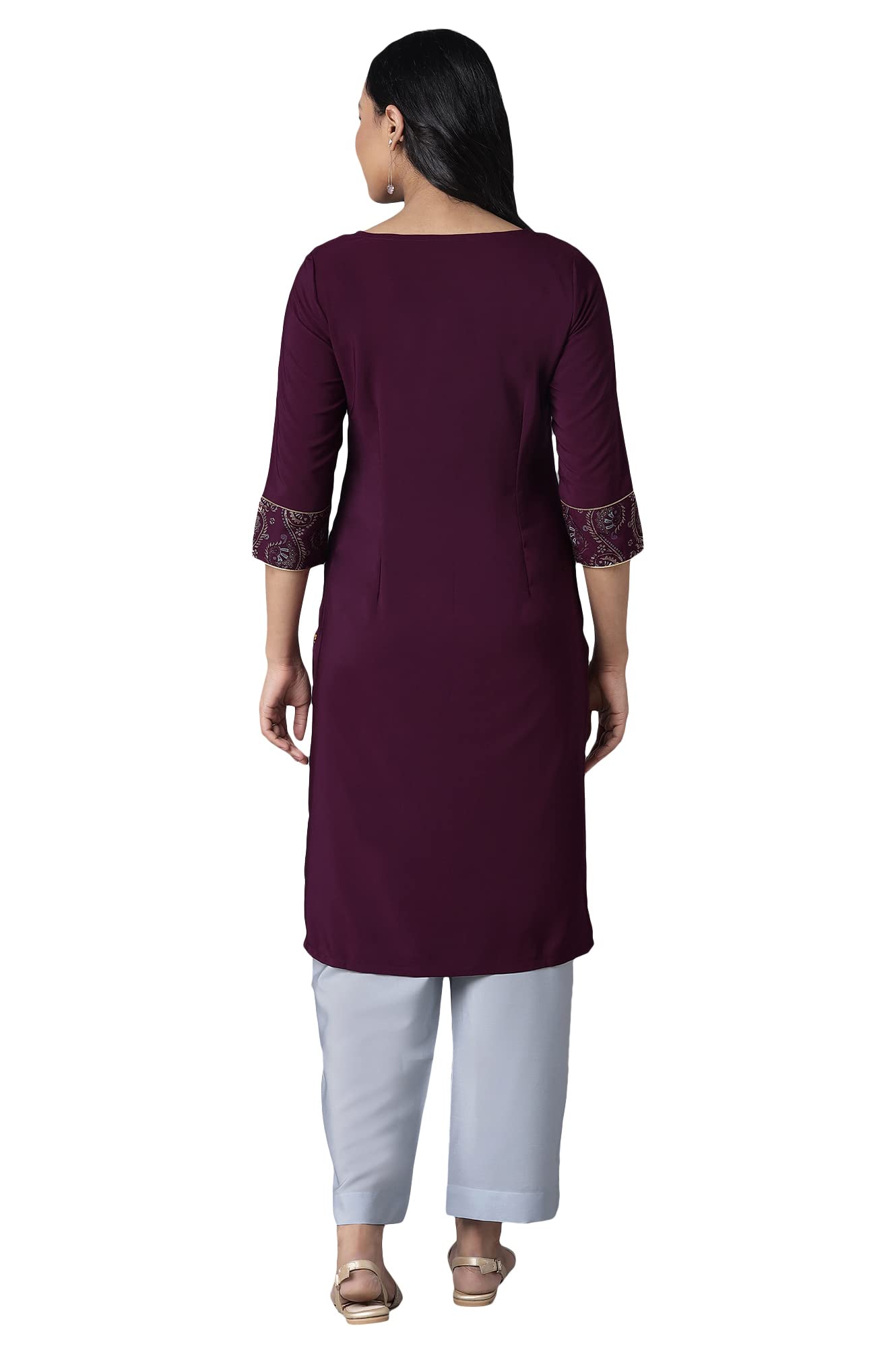 Aurelia Women'S Polyester Floral Regular Kurta-Straight Culotte