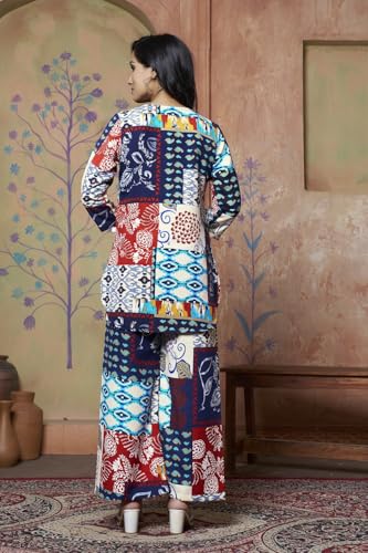 Greciilooks Women Rayon Blend Ethnic Wear Kurta Co-Ord Set (Gl-K-W1728&Tr819-3Xl Peach)