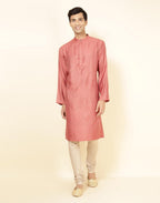 Fabindia Mens Viscose Blend Printed Comfort Fit Kurta (1028868CORAL_Coral