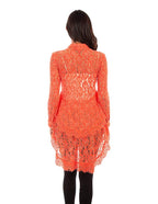 LACE BUTTON UP DOUBLE RUFFLE BLOUSE