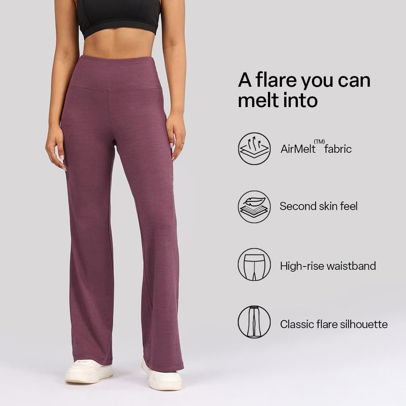 BlissClub AirMelt Flare Pants - Lite | Flared Silhouette | Back Pocket| Weightless Fabric | High Rise Waistband