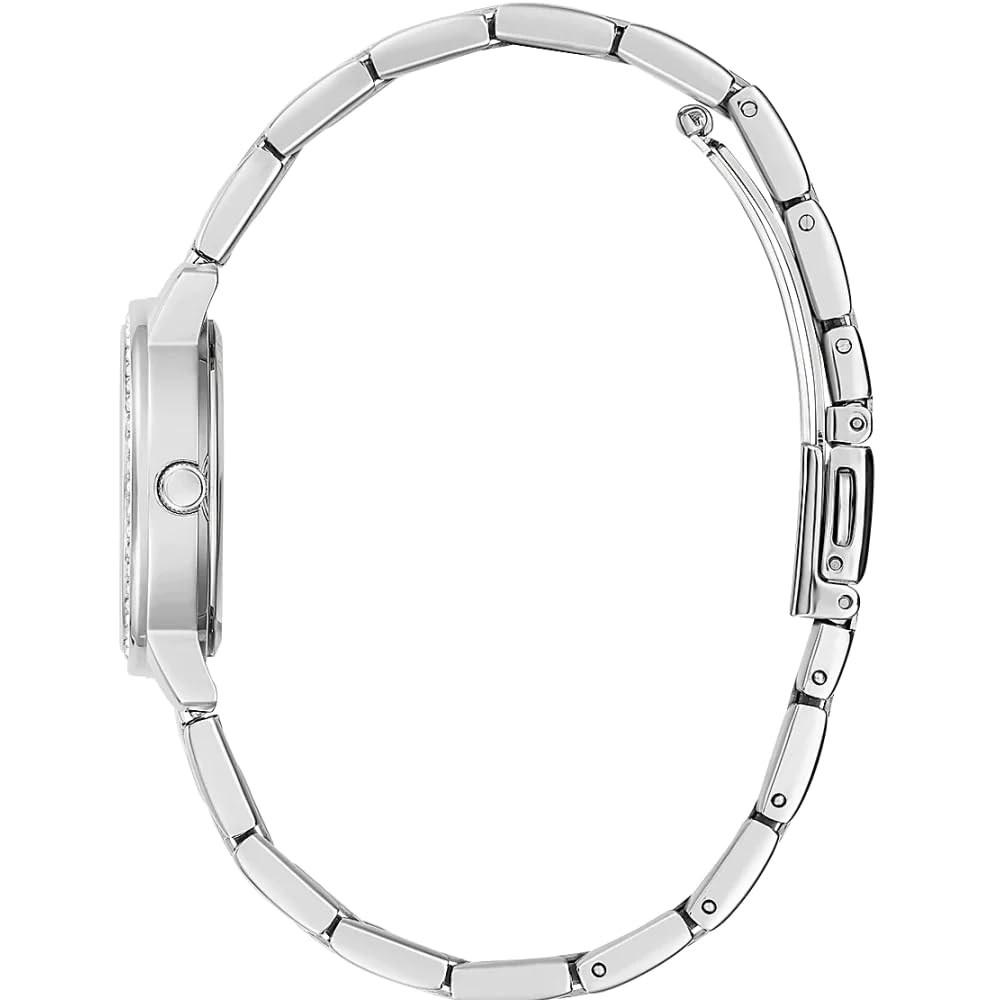 GUESS Ladies 28mm Watch - Silver Tone Bracelet Silver Tone Case White Dial