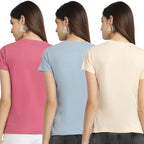 Preneum Womens Cotton Regular Fit Latest Graphic Stylish Printed Short Sleeves Casual T-Shirt || Latest Trendy & Styles (Pack 3