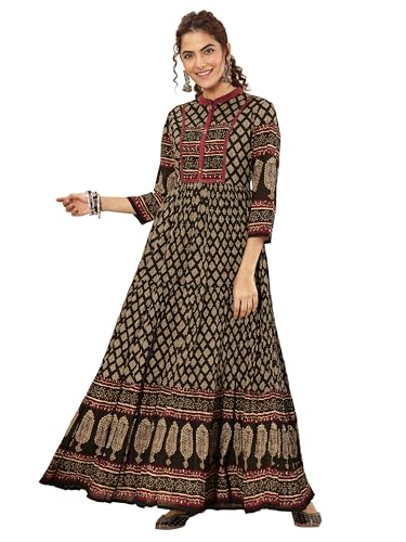 Libas WomenS Cotton Straight Maxi Dresses (98245Xl Black