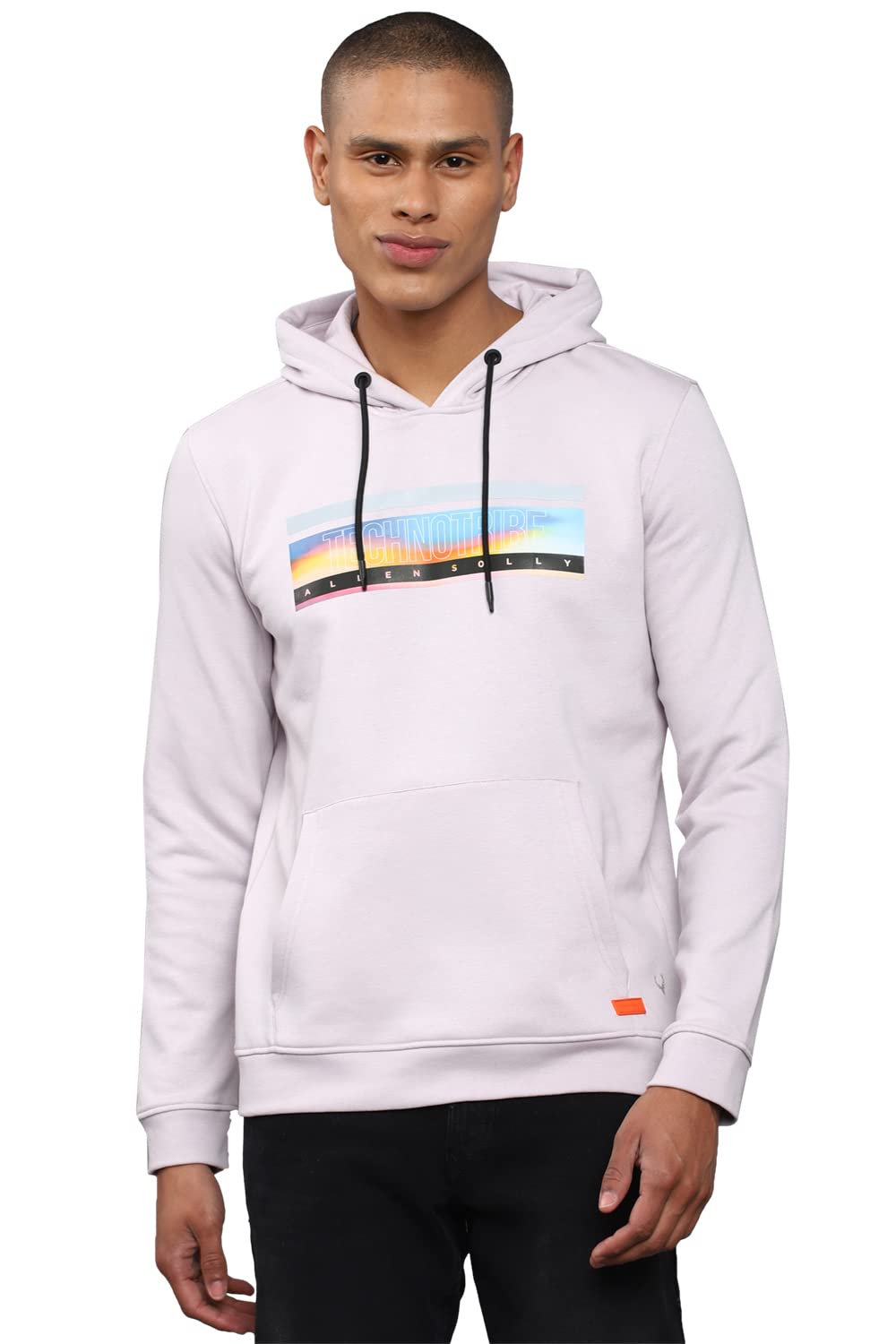 Allen Solly Men Printed Graphic Casual Full Sleeve Hooded T-Shirt