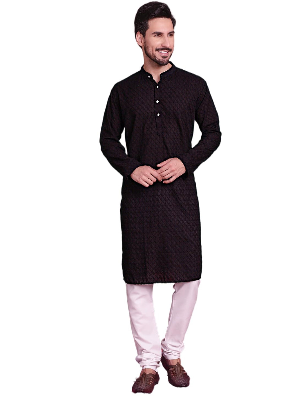 Jompers Mens Chikankari Pure Cotton Kurta Pyjama Set