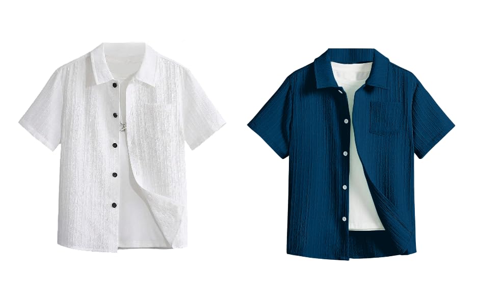 TAGAS Toddler Boys Striped Short Sleeve Casual Vacation Shirt
