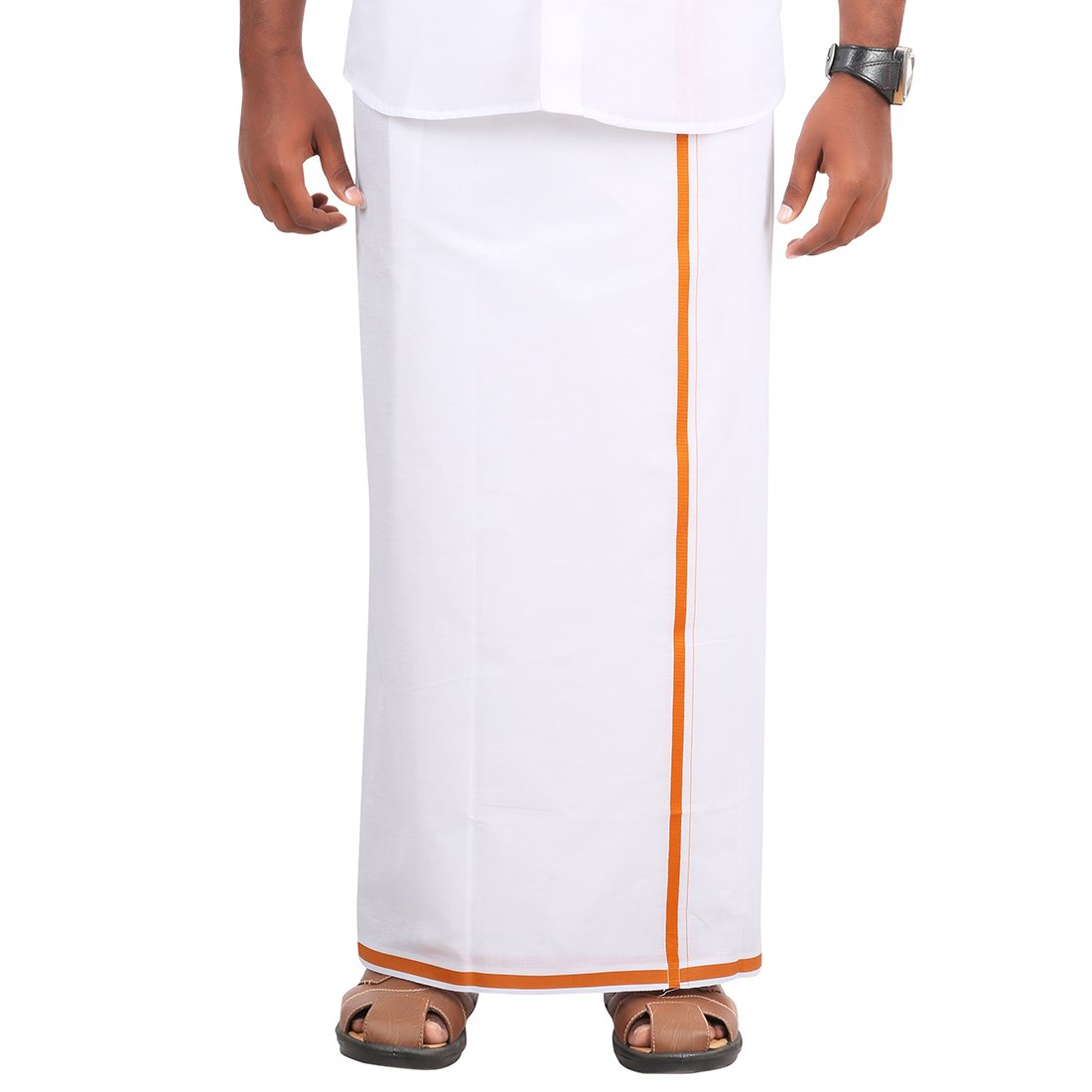 Prakasam Cotton Galaxy MenS White Dhoti With Big Barder (1.27 X 2.00 Meter)