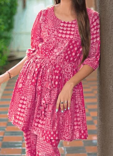 Shienzy Cotton Blend Geometric Regular Women'S Kurtas & Kurtis