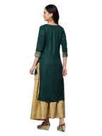 ANNI DESIGNER Womens Rayon Kurta with Skirt (Madam-JEE-Green XX-Large)