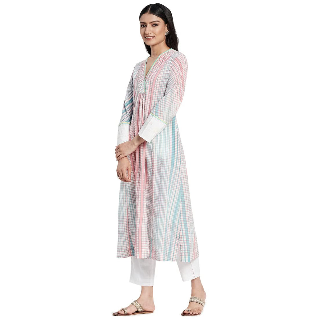 Fabindia Women Hand Block Printed 2 Piece Kurta Set Cotton_ Multicolour
