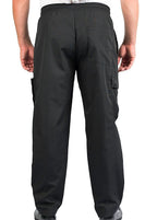 KNG Black Chef Pants for Men and Women - Baggy Black Cargo Pants with Drawstring and Elastic Waist - Food Service Chef Uniform f