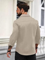 Deelmo MenS Regular Fit Button Down Dress Shirts Textured Long Sleeve Casual Hawaiian Shirt