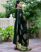 ANNI DESIGNER Womens Rayon Blend Solid Anarkali Kurta with Pant & Dupatta (Magic-Green_XXL_Green_XX-Large)