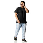 Bewakoof Mens Solid Black Round Neck Half Sleeve Oversized T-Shirt