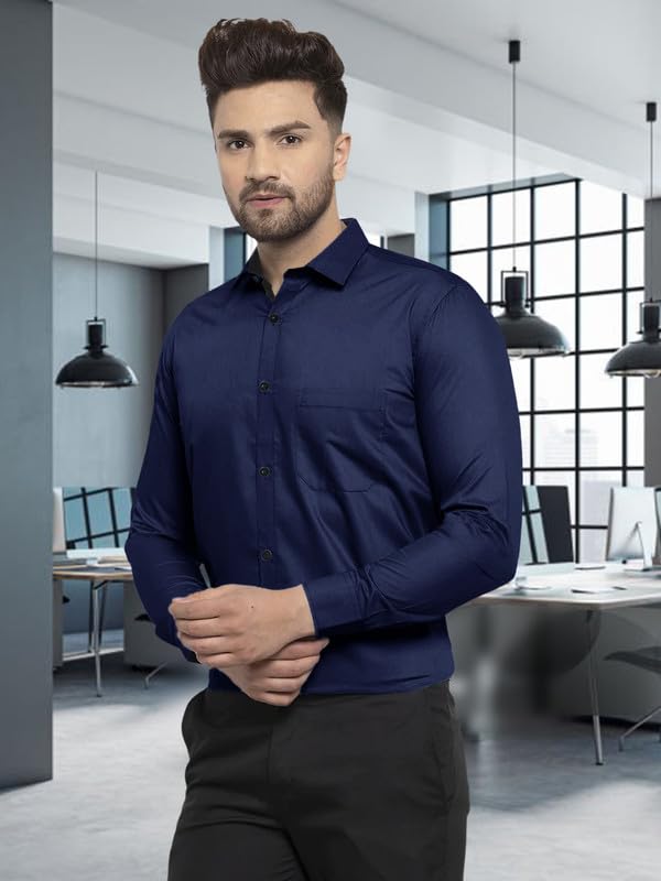 Pinkmint Mens Combo Shirt Cotton Stylish Spread Collar Long Sleeve Shirt Formal Wear