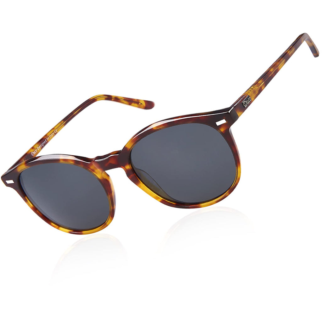 DUCO Retro Round UV400 Polarized Sunglasses for Women Men Vintage Shades Classic Acetate Trendy Fashion Sunglass DC1230