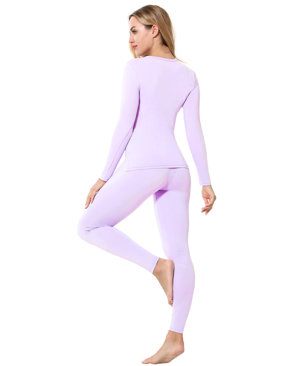 ViCherub Womens Thermal Underwear Set Long Johns Base Layer Fleece Lined Cold Weather Soft Top Bottom Lavender Large