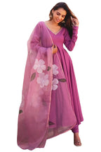 ANNI DESIGNER Womens Rayon Viscose Solid Anarkali Kurta with Pant & Dupatta (Bhanu Pink_L_Pink_Large)