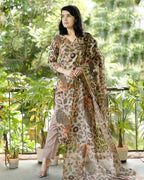 ANNI DESIGNER Womens Cotton Blend Straight Printed Kurta with Pant & Dupatta (Uskana Beige_XXL_Cream_XX-Large)