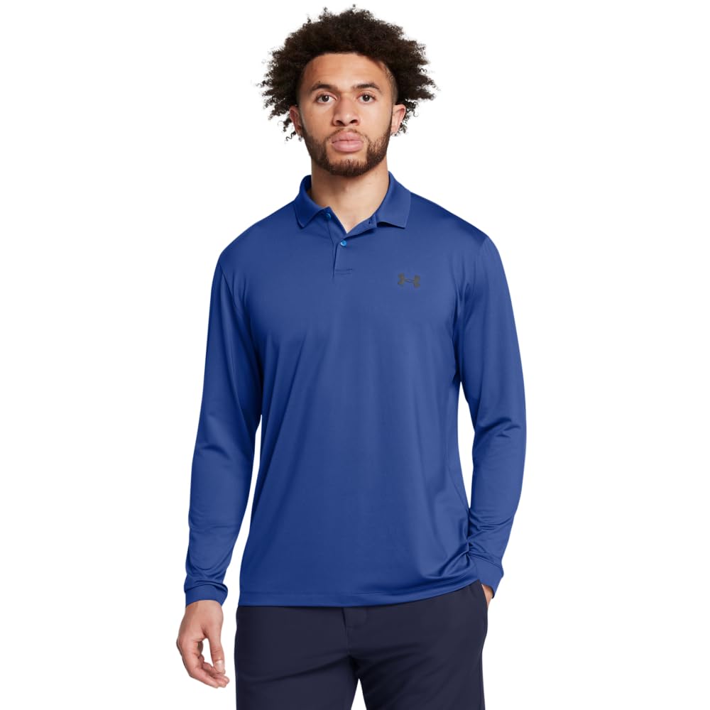 Under Armour Men's Performance Polo 3.0 Long Sleeve, (432) Tech Blue / / Black, X-Large