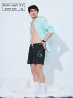 The Souled Store Souled Boxers: Dragon Men and Boys Pull On Black All Over Printed Regular Fit Cotton Boxer Shorts
