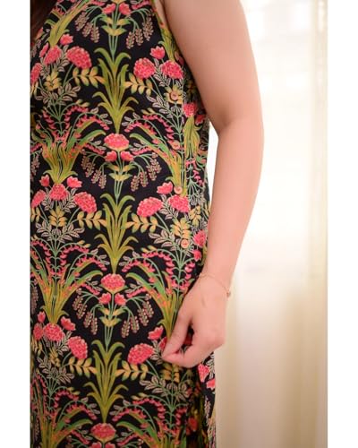 Leriya Fashion WomenS Floral Printed Sleeveless Kurta Set With Pant | Stylish Long Kurti & Trouser Set For Office & Casual Use