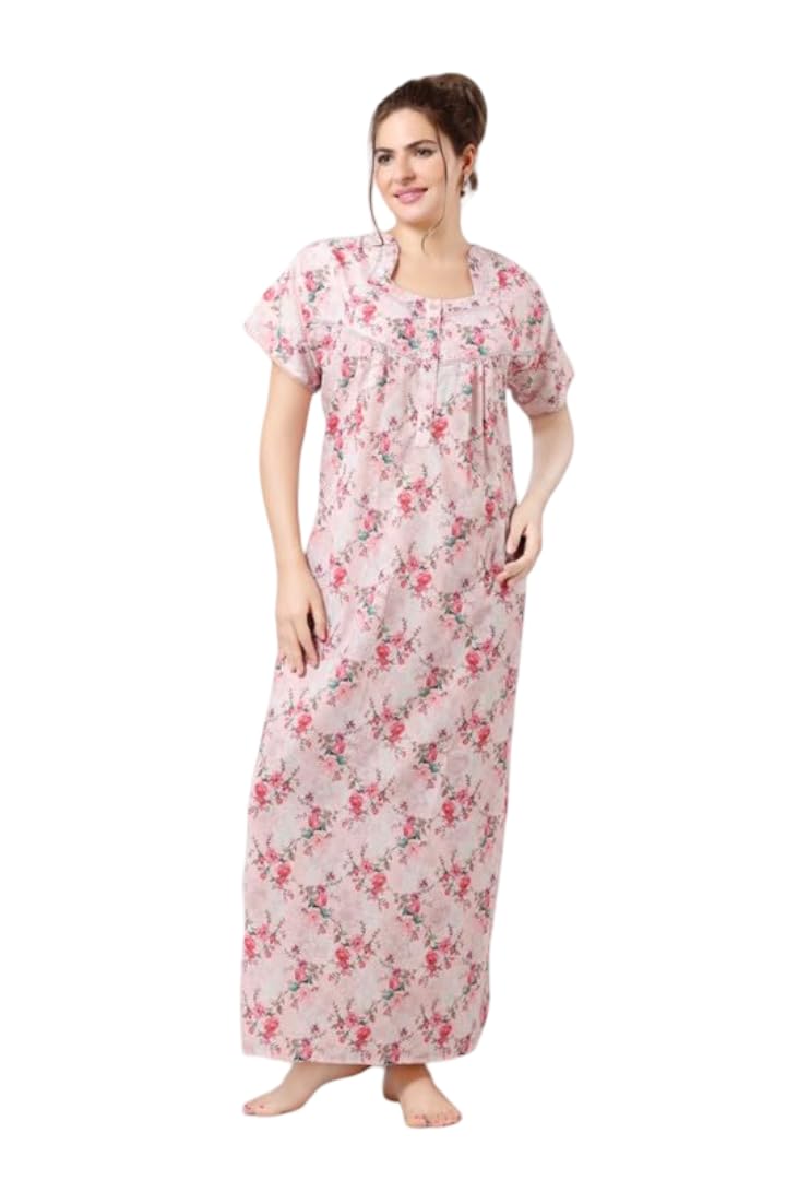 Easy Mom Pure Cotton Embroidery Nighty For WomenS | Night Gown | Nighty | Nightdress | Maxi | Sleepwear | Jaipuri Nighty | Nigh