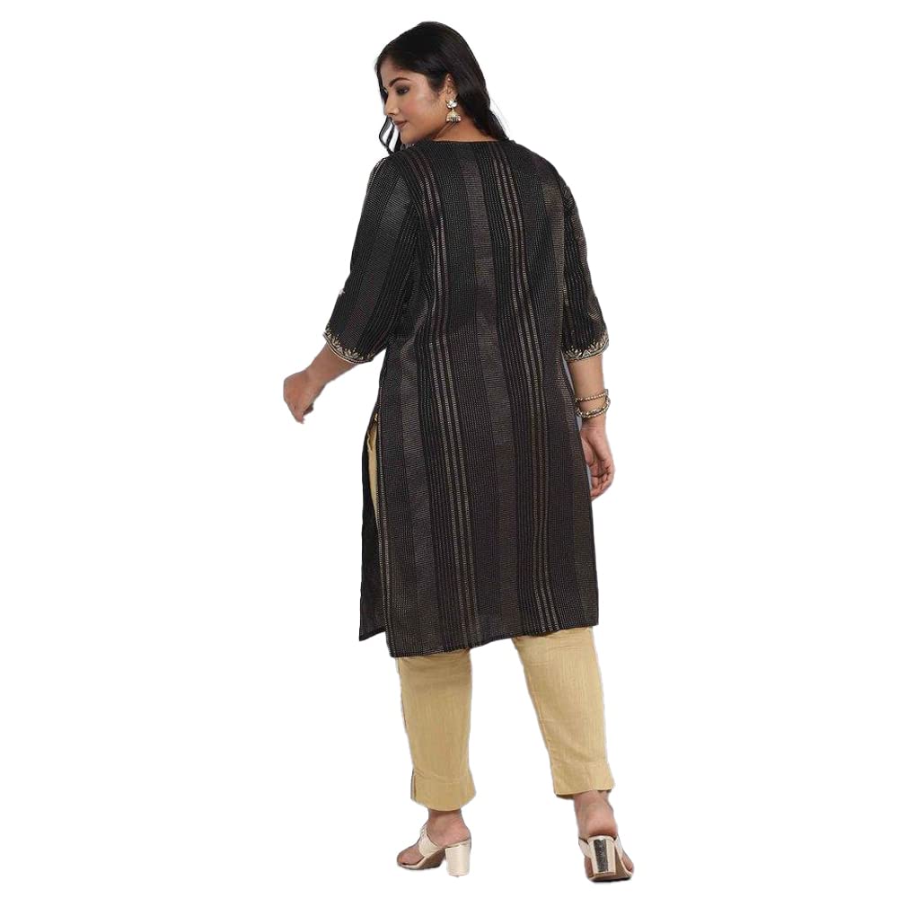 Aurelia Women'S Cotton Blend Geometric Regular Kurta