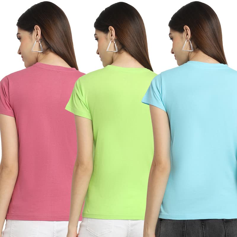 Preneum Womens Cotton Regular Fit Latest Graphic Stylish Printed Short Sleeves Casual T-Shirt || Latest Trendy & Styles (Pack 3
