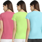 Preneum Womens Cotton Regular Fit Latest Graphic Stylish Printed Short Sleeves Casual T-Shirt || Latest Trendy & Styles (Pack 3
