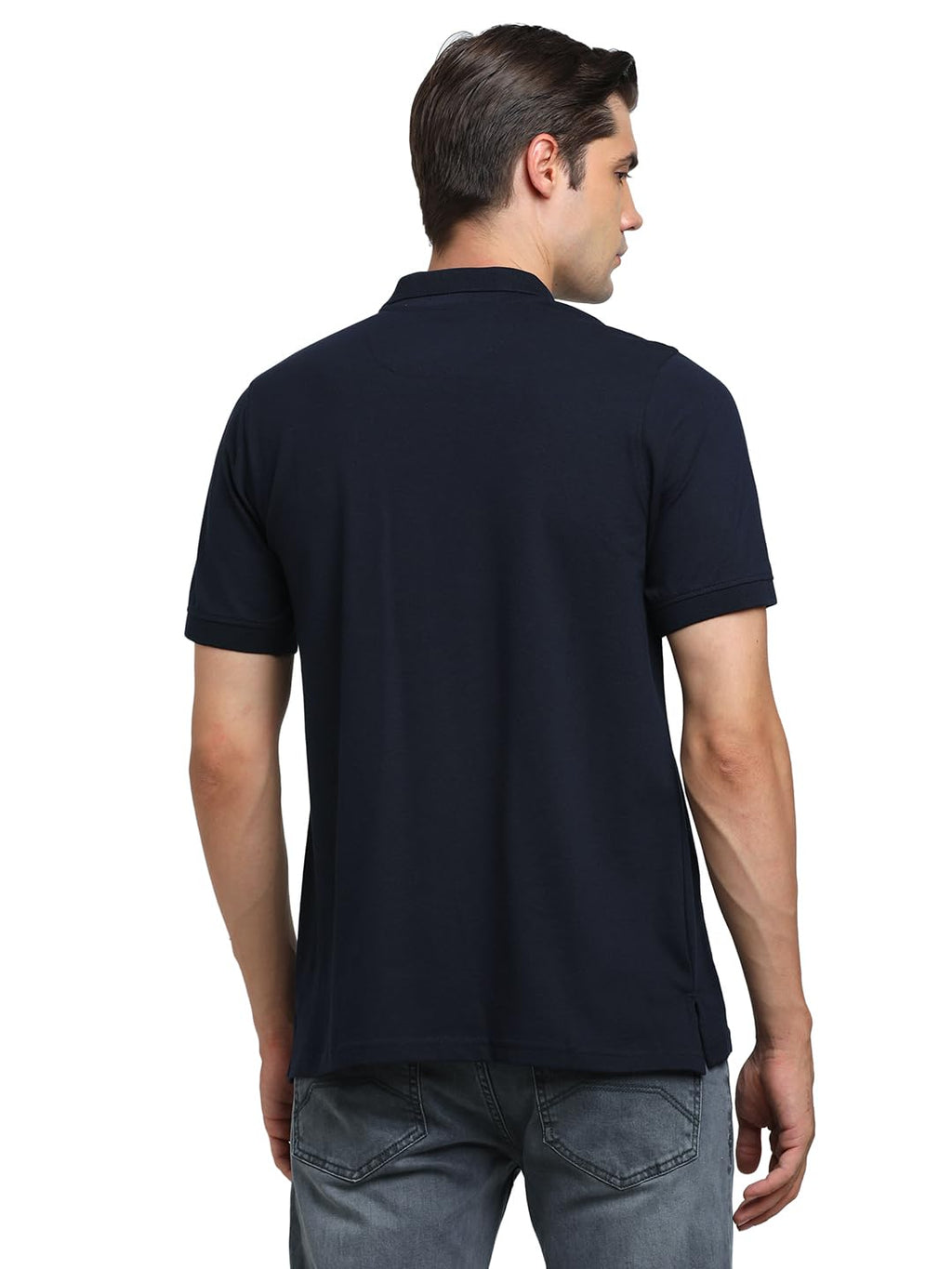Turtle Men Cotton Stretch Slim Fit Navy Polo T-Shirt