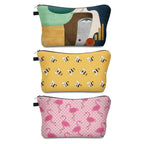 Deanfun Makeup Bag, 3pcs/set Super Funny 3D Printing Women Cosmetic Bag Multifunction Pencil Holder(Flamingos+Bee+Painting)