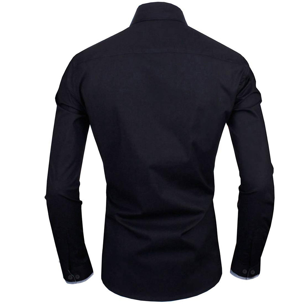 Zombom MenS Solid Cotton Blend Regular Fit Full Sleeve Collared Neck Casual Shirt For Men Black
