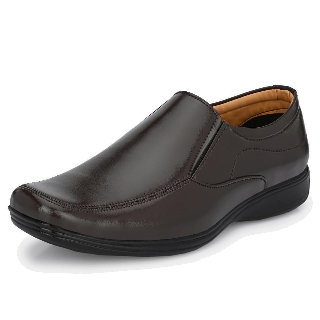 Leatherkraft Stacked Heel Formal SlipOn Shoes Brown 7