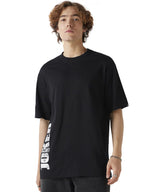 Bewakoof Official DC Merchandise Joker Mens Typography Oversized Fit Half Sleeve Round Neck Cotton Jersey T-Shirt_646651_Black_