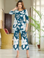 Pinkmint WomenS Pure Cotton Co Ord Set L Printed Stylish Top & Bottom Set L Wide-Leg Pant Loungewear L Day-To-Night Comfort Wea