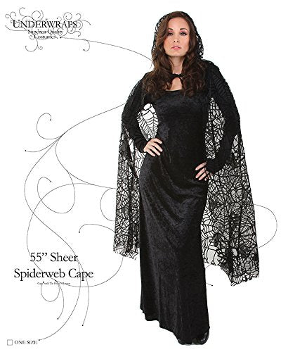 UNDERWRAPS Adults Costumes Sheer Spiderweb Cape Costume Outerwear, Black, OS