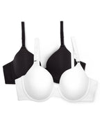 Fruit of the Loom Women's Smooth Cotton T-Shirt Bra-Ultra-Soft, Flexible, and Invisible Under Tees, White/Black Hue, 40D