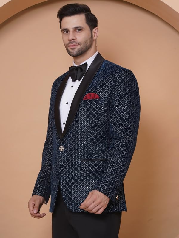 Favoroski Wedding Sequence Blazer Suit For Men | Festive Blazers For Men | Embroidered Velvet Blazer | Relaxed Fit Blazer For Men