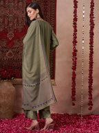 ANNI DESIGNER Womens Rayon Viscose Solid Straight Kurta with Pant & Dupatta (Raja Saab Green-VKS14_3XL_Green_XXX-Large)