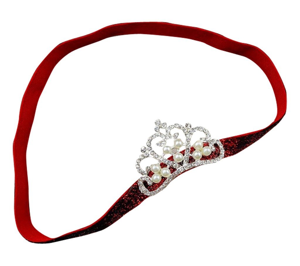 Akinoskids Sparkling Red Infant Headband For Indian Girls With Crown Motif 11