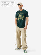 The Souled Store Official The Godfather: Five Families Men and Boys Round Neck Short Sleeve Green Graphic Printed Cotton Regular